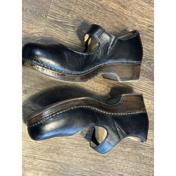 Dansko Z1963 Black Mary Janes Nubuck Beatrice Heeled Clogs Size EU 38 US 7.5-8 - Picture 3 of 10